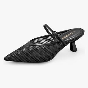 SHOBOO Black Mesh Mule Heels- size 9.5